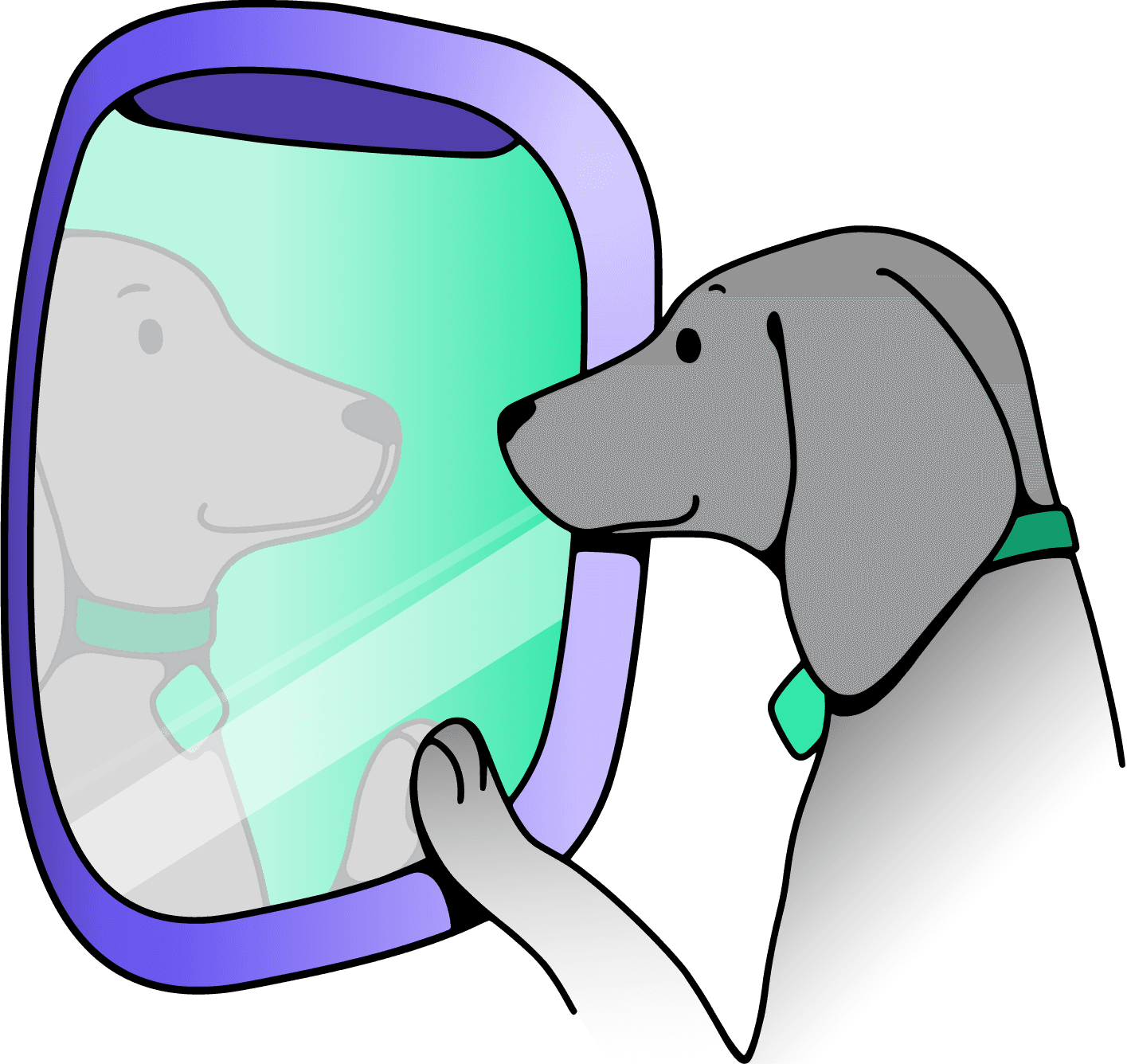 Pointer dog looking out an airplane window